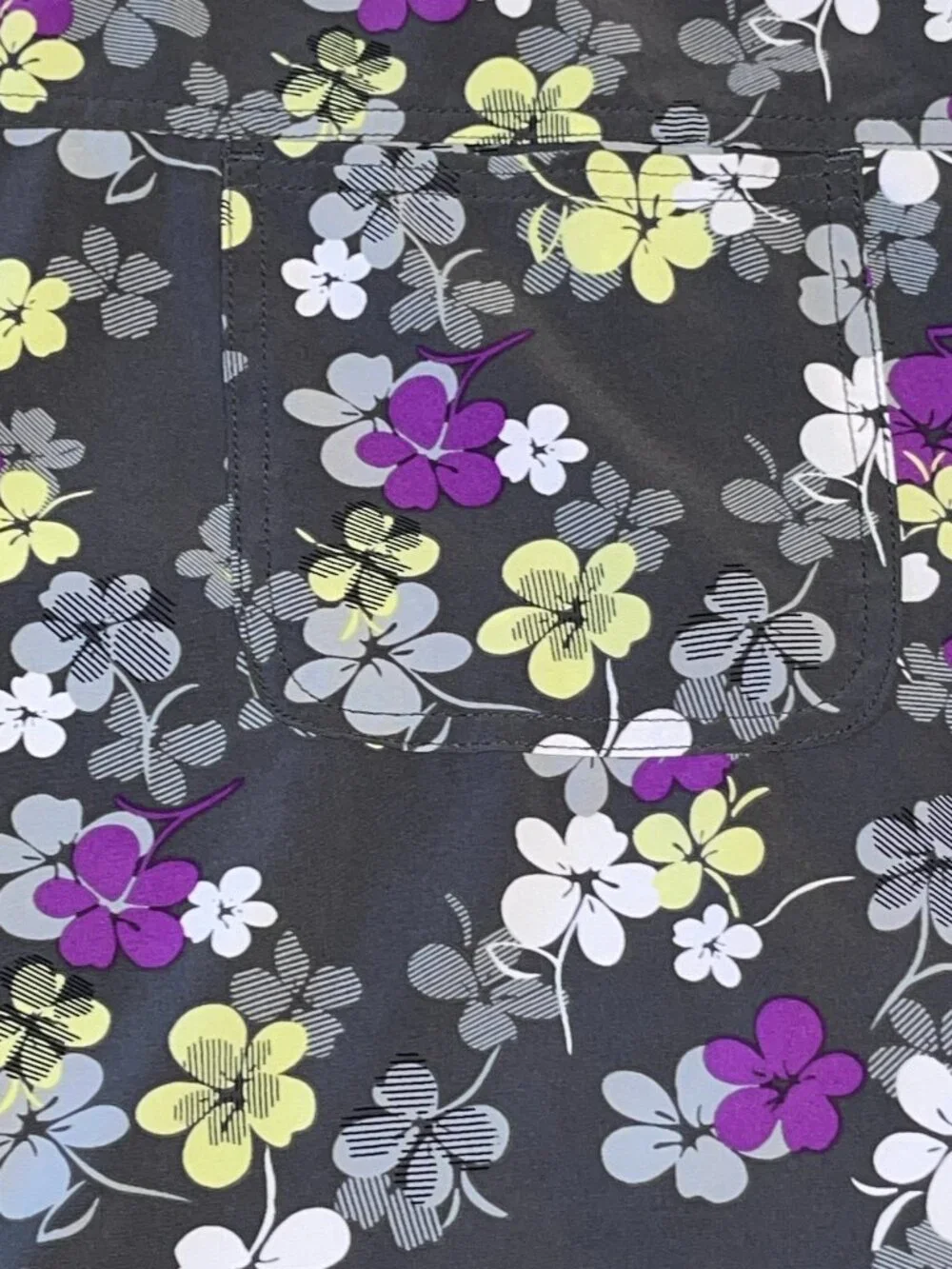Cherokee Women's Plus Sz 4XL Scrub Top Gray Purple Floral Flower Nurse Vet Tech